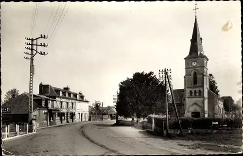 Ak Sainte-Opportune-la-Mare Eure, Kirche, Straßenpartie