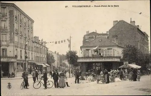 Ak Villemomble Seine Saint Denis, Rond Point de la Gare