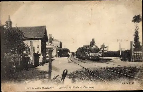Ak Lison Calvados, Arrivee du Train de Charbourg