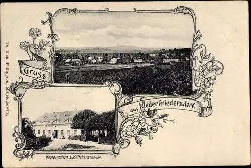 Ak Niederfriedersdorf Neusalza Spremberg in Sachsen, Panorama, Restauration zur Böttcherschenke