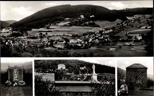 Ak Hettigenbeuern Buchen im Odenwald, Gesamtansicht, Gedenkstätte, Turm