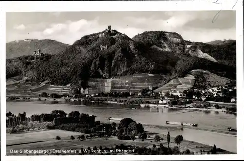 Ak Königswinter am Rhein, Drachenfels und Wolkenburg m. Rhöndorf