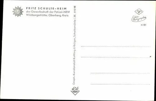 Ak Wildbergerhütte Reichshof Oberbergischer Kreis, Fritz Schulte-Heim