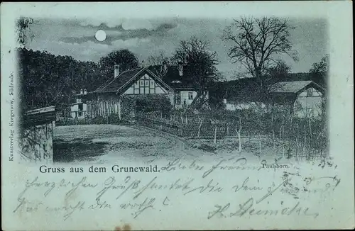 Mondschein Ak Berlin Wilmersdorf Grunewald, Gasthaus Paulsborn, Nacht