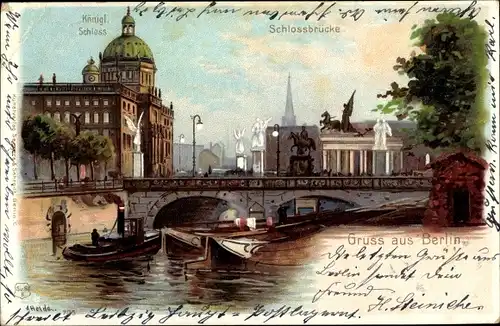 Litho Berlin Mitte, Schlossbrücke, Königliches Schloss