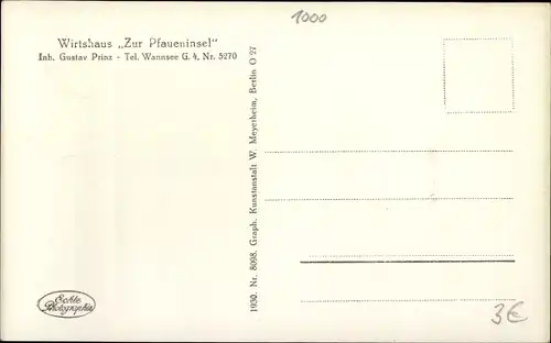 Ak Berlin Zehlendorf Wannsee, Wirtshaus zur Pfaueninsel, Terrasse