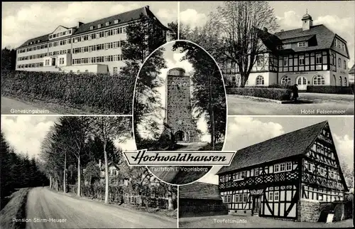 Ak Ilbeshausen Hochwaldhausen Grebenhain im Vogelsbergkreis, Hotel Felsenmeer, Teufelsmühle