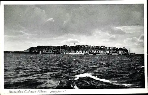 Ak Nordseeinsel Helgoland, Panorama von See aus