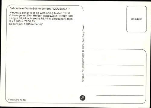 Ak Texel Nordholland Niederlande, Fährschiff Molengat
