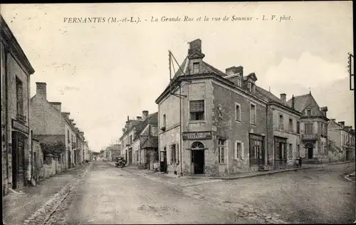Ak Vernantes Maine et Loire, La Grande Rue, Rue de Saumur