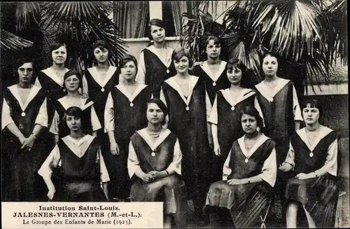 Ak Jalesnes Vernantes Maine et Loire, Institution Saint Louis, La Groupe des Enfants de Marie, 1925