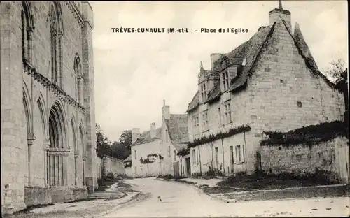 Ak Trèves Cunault Maine et Loire, Place de l'Eglise