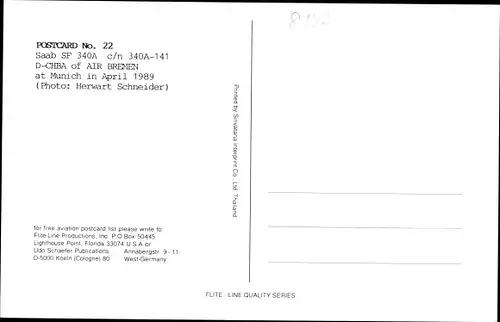 Ak Deutsches Passagierflugzeug, Air Bremen, Saab SF 340A, D-CHBA