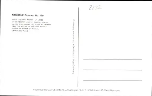 Ak Kanadisches Passagierflugzeug, Vacationair, Boeing 737-2A9A