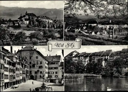 Ak Wil Kanton St Gallen Schweiz, Teilansichten, Schloss, Gasthof