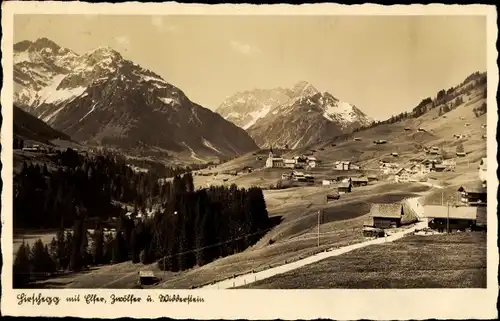 Ak Hirschegg Mittelberg im Kleinwalsertal Vorarlberg, Elfer, Zwölfer, Widderstein