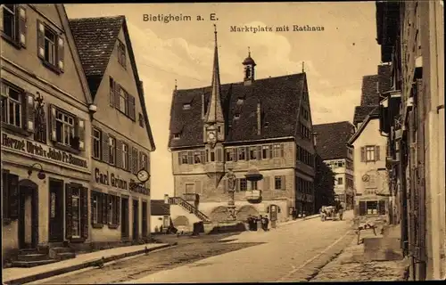 Ak Bietigheim in Württemberg, Marktplatz mit Rathaus