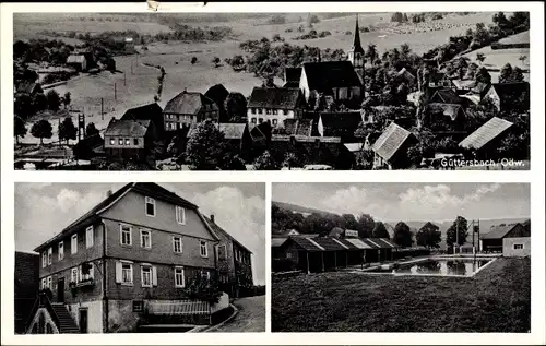 Ak Güttersbach Mossautal im Odenwald Hessen, Gasthaus zum goldenen Löwen, Freibad