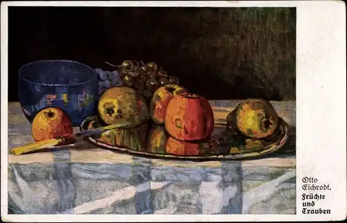 Künstler Ak Eichrodt, Otto, Früchte und Trauben, Stillleben