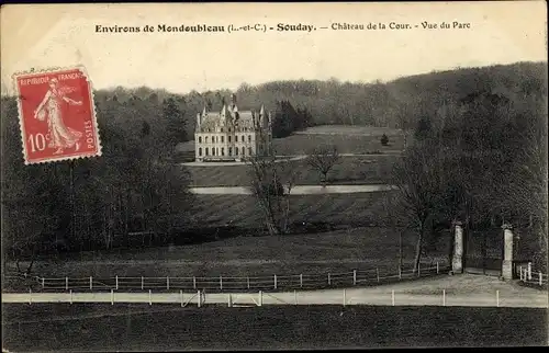 Ak Souday Loir et Cher, Chateau de la Cour, Vue du Parc