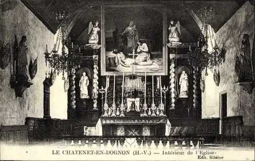 Ak Le Châtenet en Dognon Haute Vienne, Interieur de l'Eglise