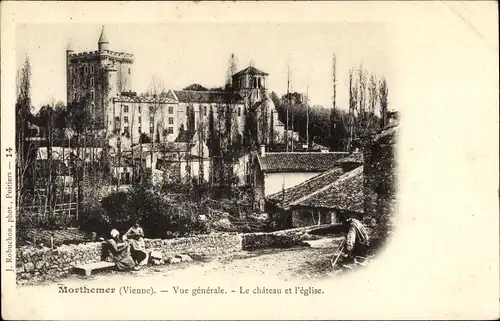 Ak Morthemer Vienne, Vue generale, Le chateau, L'eglise