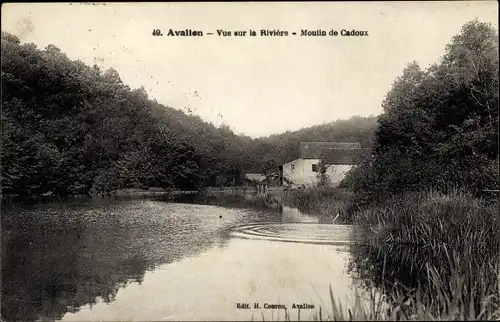 Ak Avallon Yonne, Vue sur la Riviere, Moulin de Cadoux