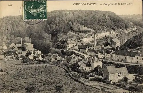 Ak Cousin le Pont Avallon Yonne, Vue prise de la Cote Gally