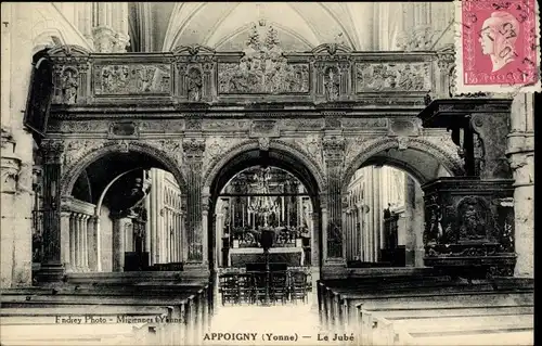 Ak Appoigny Yonne, Le Jube, Innenansicht der Kirche