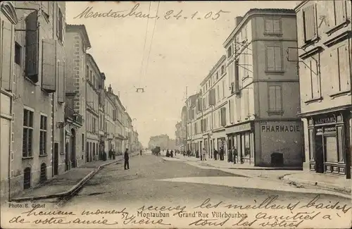 Ak Montauban Tarn et Garonne, Grande Rue Villebourbon, Pharmacie