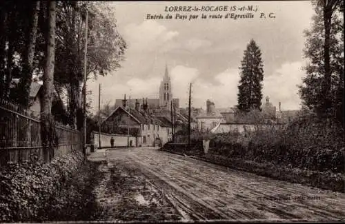 Ak Lorrez le Bocage Seine et Marne, Entree du Pays par la route d'Egreville