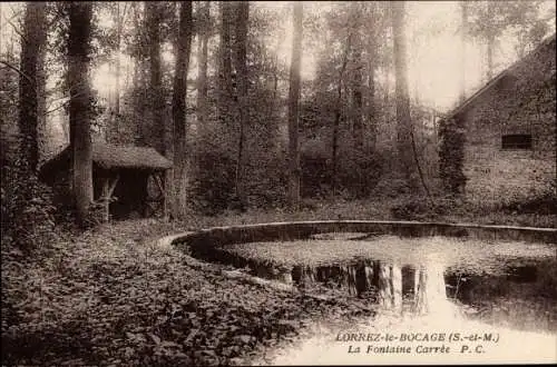 Ak Lorrez le Bocage Seine et Marne, La Fontaine Carree