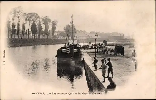 Ak Arras Pas de Calais, Les nouveaux Quai, Les Magasins Generaux