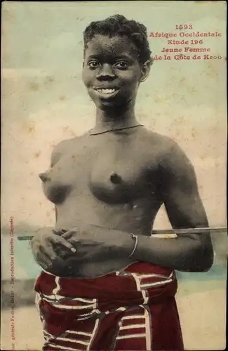 Ak Afrique Occidentale, Etude 196, Jeune Femme de la Cote de Kroo