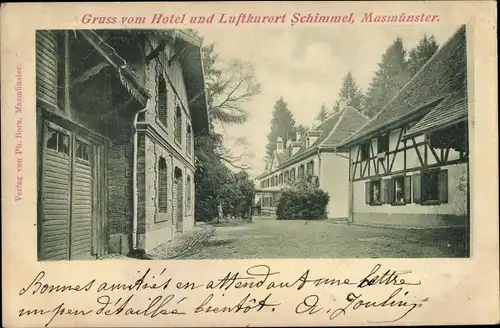 Ak Masevaux Masmünster Elsass Haut Rhin, Hotel Schimmel