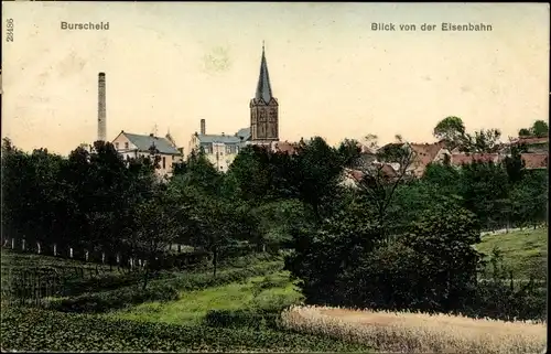 Ak Burscheid in Nordrhein Westfalen, Gesamtansicht, Blick von der Eisenbahn