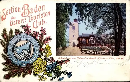 Ak Baden bei Wien in Niederösterreich, Schutzhaus am Hohen Lindkogel, Eisernes Tor