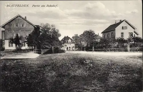 Ak Blaufelden Baden Württemberg, Partie am Bahnhof, Gasthof zur Eisenbahn