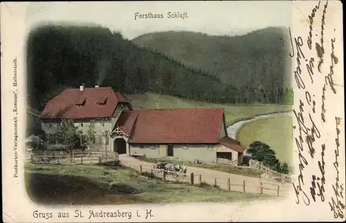 Ak Sankt Andreasberg Braunlage im Oberharz, Forsthaus Schluft