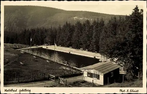 Ak Gehlberg Suhl Thüringen, Blick auf das Waldbad, Schwimmbecken