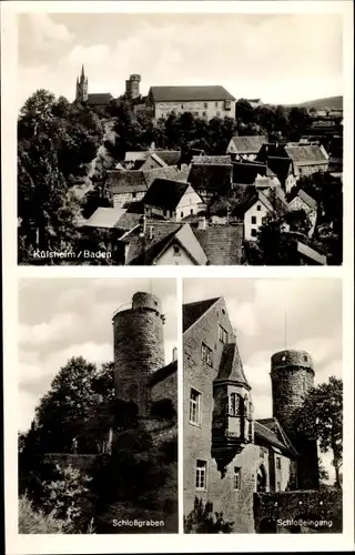 Ak Külsheim in Baden, Vogelschau, Schloss