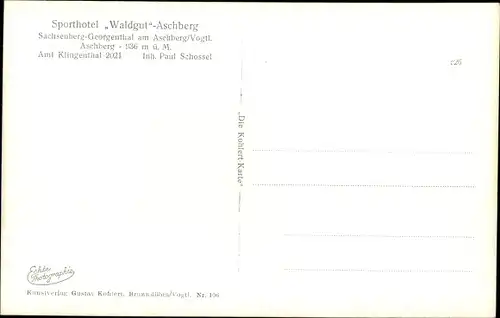 Ak Aschberg Klingenthal im Vogtland Sachsen, Panorama, Sporthotel Waldgut