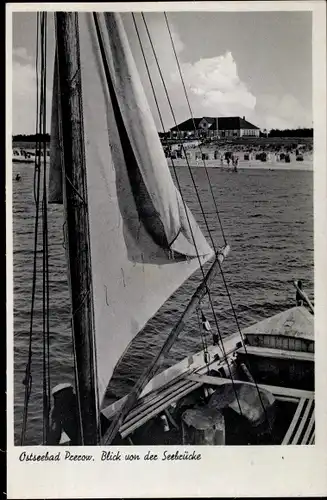 Ak Ostseebad Prerow auf dem Darß, Strand, Segelboot