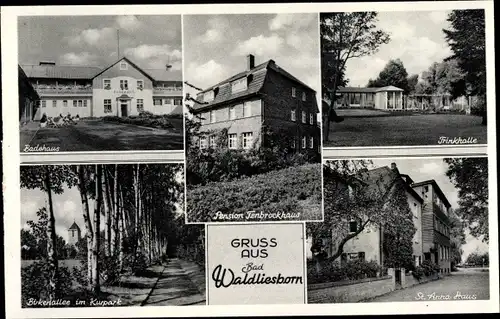 Ak Bad Waldliesborn Lippstadt Westfalen, Pension Tenbrockhaus, Trinkhalle, St. Anna Haus, Badehaus