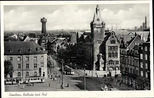 Ak Hamborn Duisburg im Ruhrgebiet, Rathaus und Post