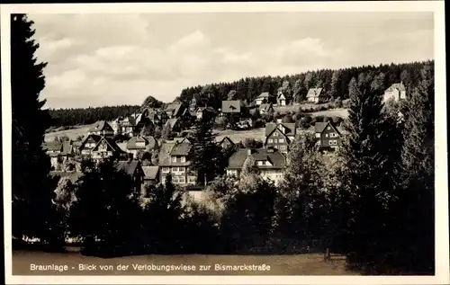 Ak Braunlage im Oberharz, Blick von der Verlobungswiese zur Bismarckstraße