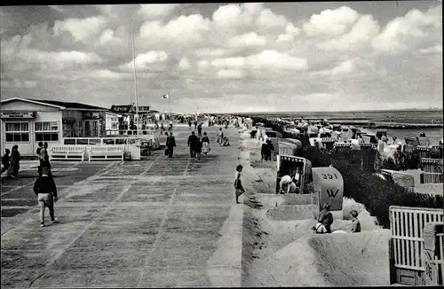 Ak Nordseebad Döse Cuxhaven, Strand mit Promenade