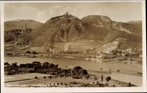 Ak Königswinter am Rhein, Drachenfels, Wolkenburg m. Rhöndorf