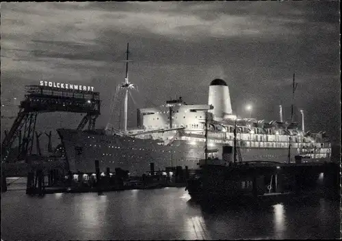 Ak Hamburg, Dampfschiff Arcadia im Hafen, P&O Line, Stülckenwerft