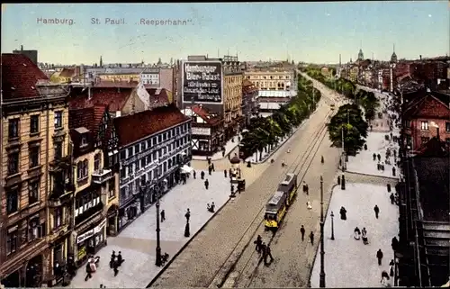 Ak Hamburg Mitte St. Pauli, Reeperbahn, Straßenbahn